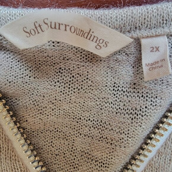 Soft Surroundings Valentina Zip Sweater - Stone - 2X - Picture 4 of 5